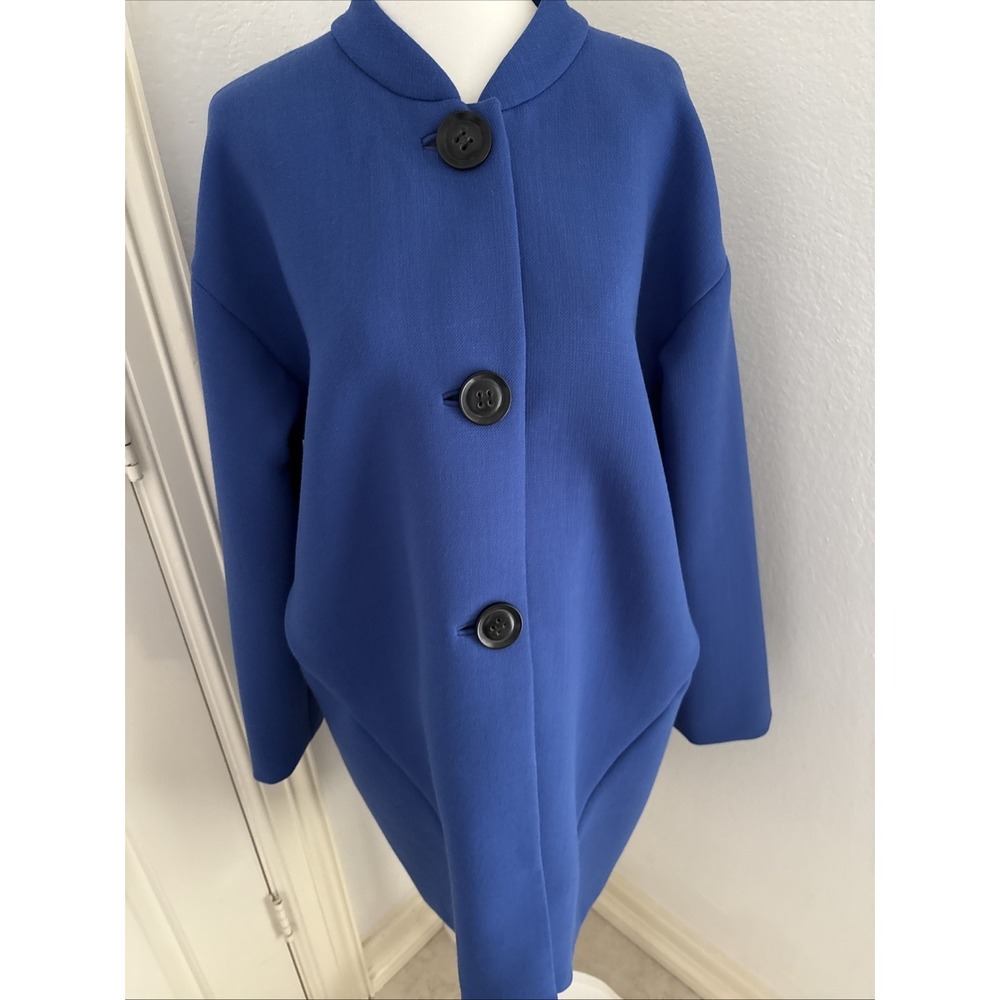 lafayette 148 Cocoon Wool Blue Jacket Petite